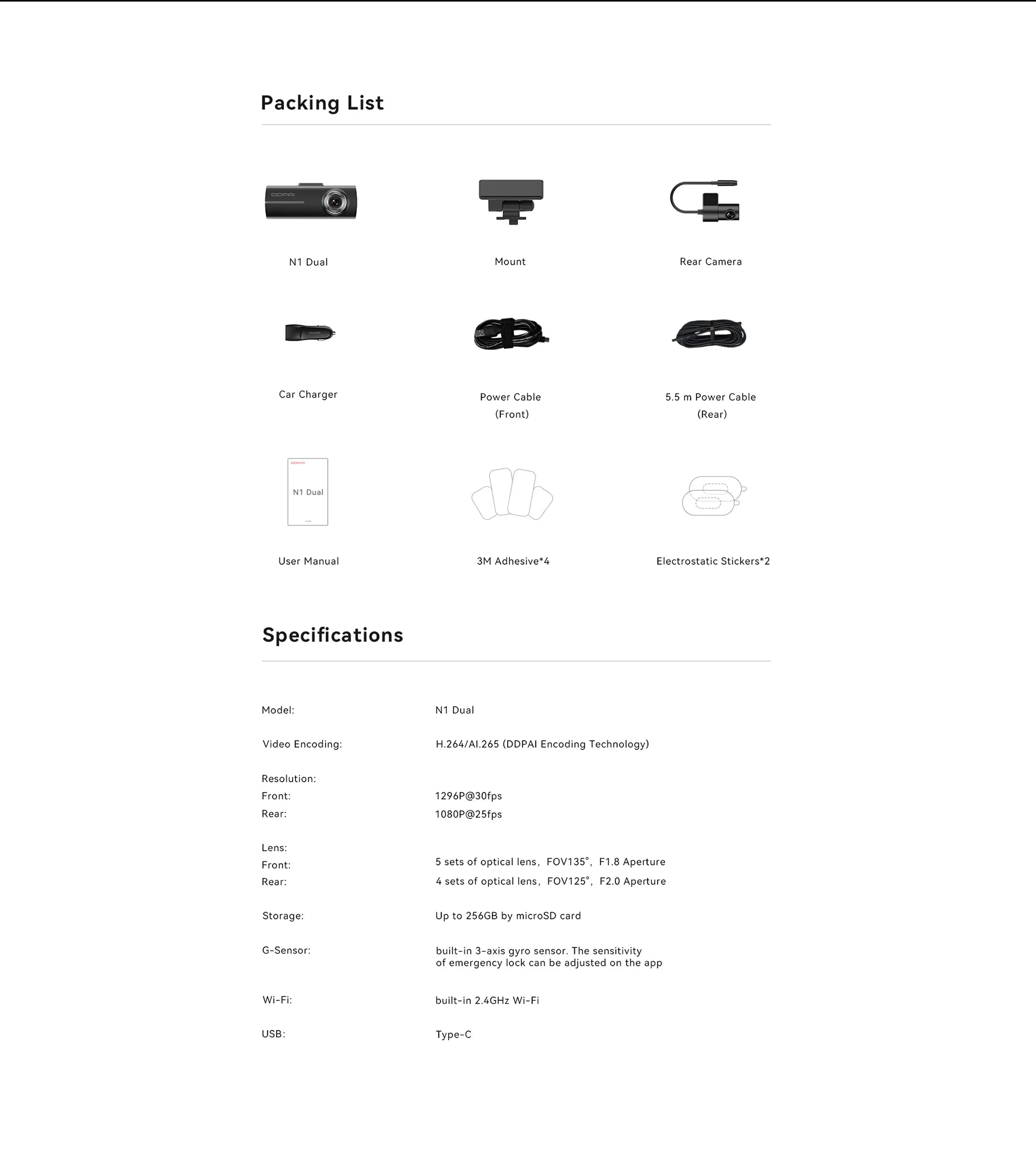 Dual Front And Rear Dash Cam With Night Vision 1296P - Smarsty