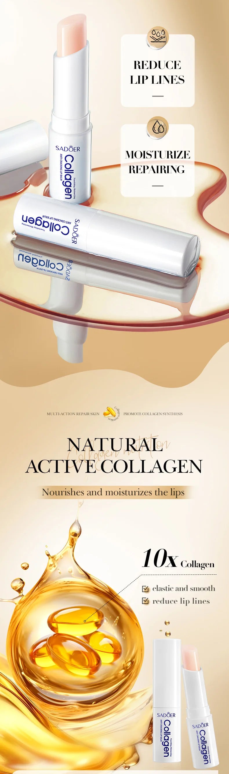 SADOER Collagen Lip Balm for Moisturizing and Repairing - Smarsty