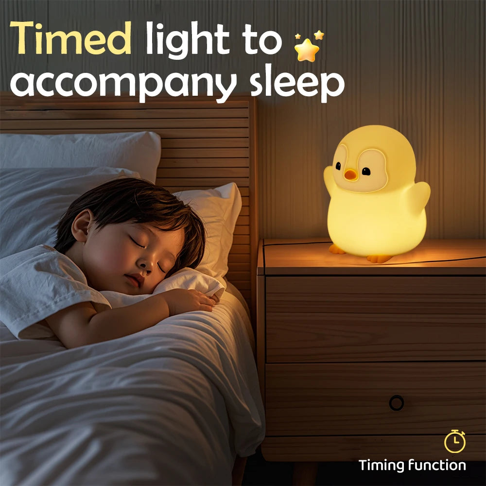 Cute Penguin Night Light Rechargeable Silicone Lamp for Kids - Smarsty