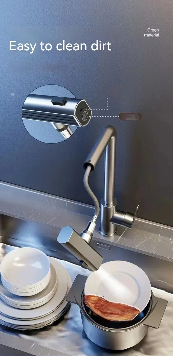 Flexible Stainless Steel Kitchen Faucet with Stream Shower Mode - Smarsty