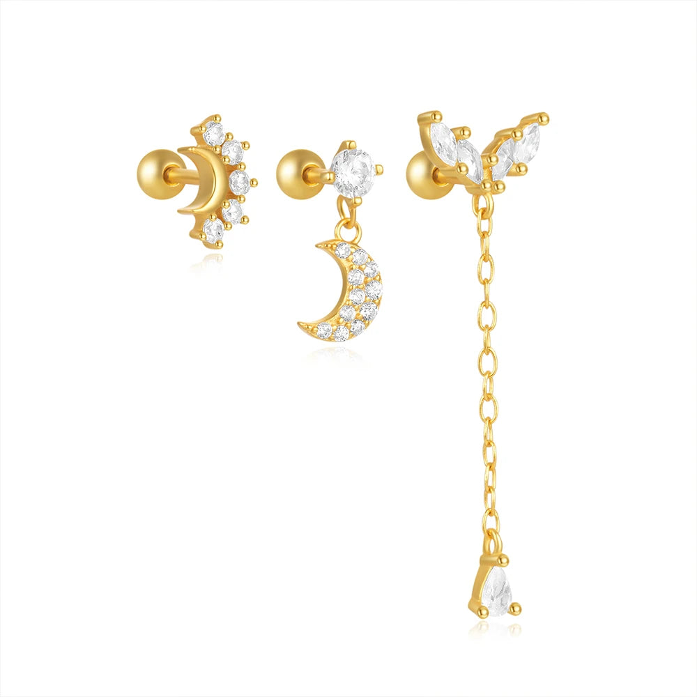 Sterling Silver Heart Zircon Stud Earrings Elegant Gift - Smarsty