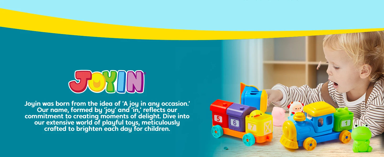 JOYFY Learning Farm Train Counting Matching & Sorting Montessori Including 9 Farm Animals for Baby Christmas Birthday Gift