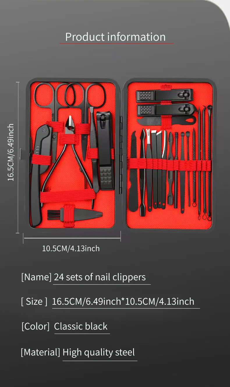 Convenient Black and Red Nail Clipper Set - Smarsty