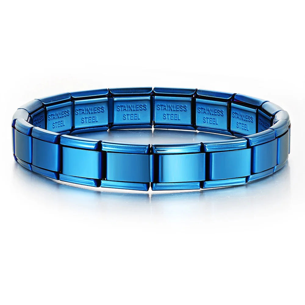 Gemosa Italian Stainless Steel Charm Bracelet Elastic Link Chain - Smarsty