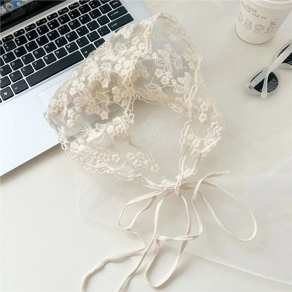 Lace Triangle Scarf Breathable Summer Crochet Headband - Smarsty