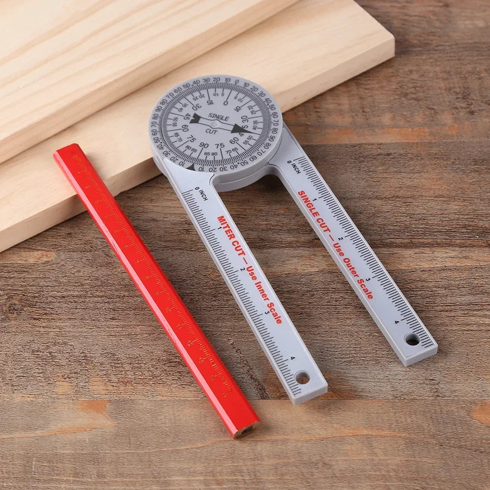 Miter Saw Protractor with Pencil Angle Gauge Protractor High Precision Inside & Outside Miter Angle Finder for Building Trades