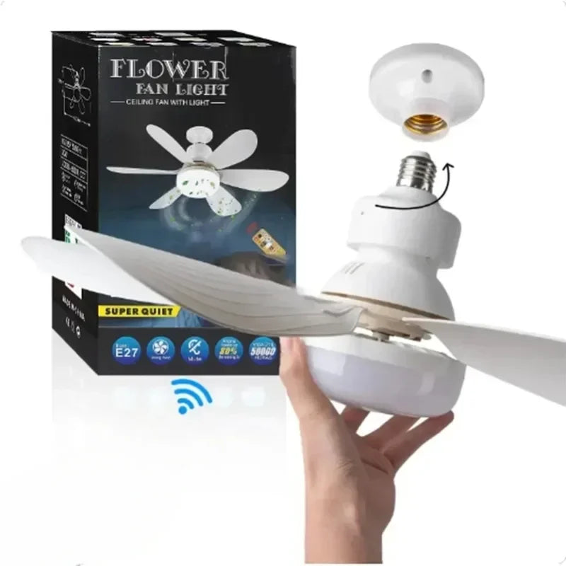 Ceiling fan light E27LED40W Strong wind 85-265V silent electric ceiling fan light remote control 85-265V living room kitchen