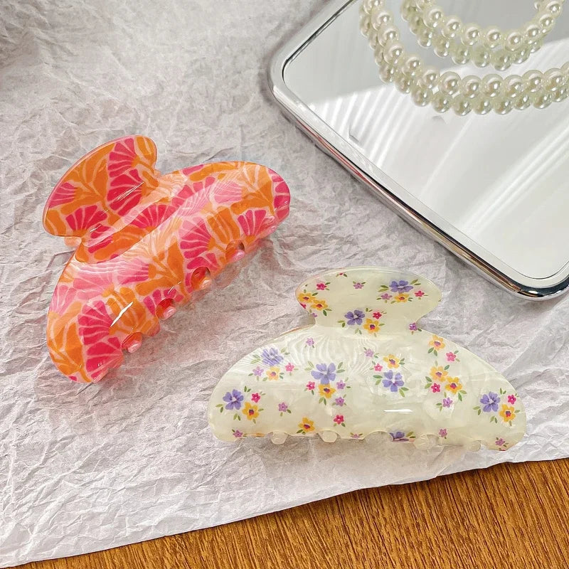 Vintage Floral Hair Claw Clip Elegant Colorful Design - Smarsty