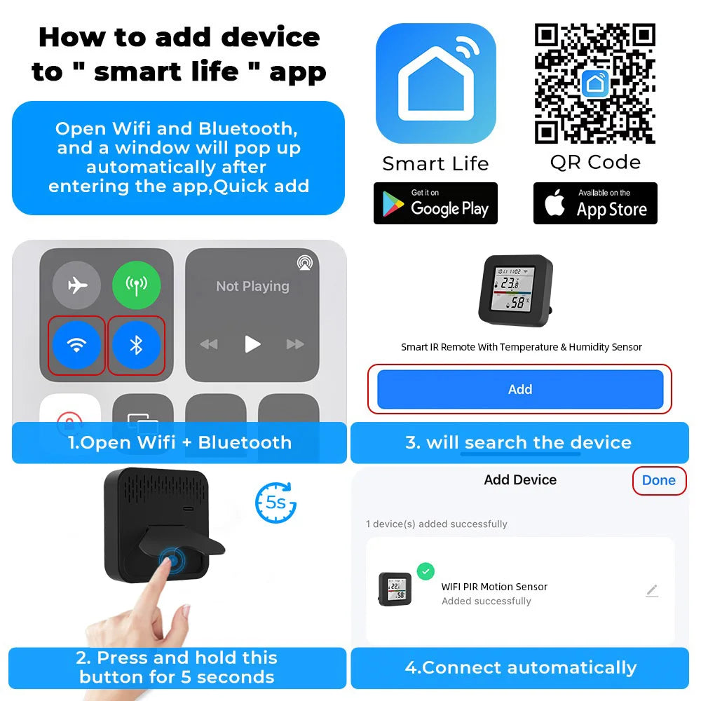 Tuya Smart Universal IR Remote With Temperature Sensor - Smarsty