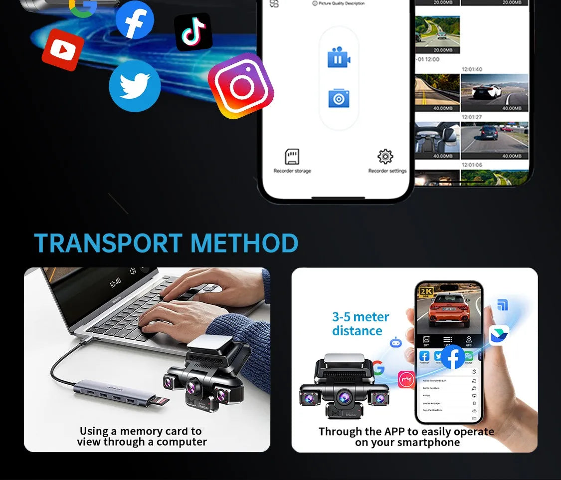 4 Channel GPS Dash Cam Front 4K Night Vision Parking - Smarsty