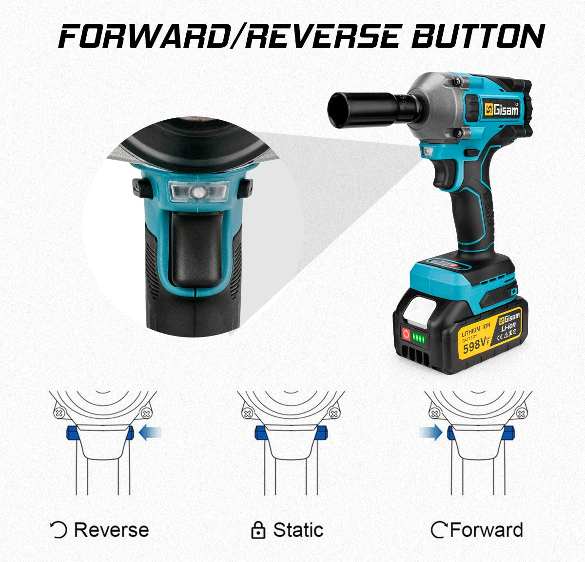1000N M Brushless Electric Impact Wrench Cordless Power Tool - Smarsty