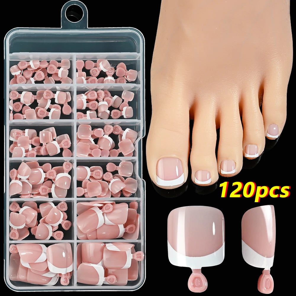 120Pcs French Fake Toenails in 9 Colors for Summer Style - Smarsty