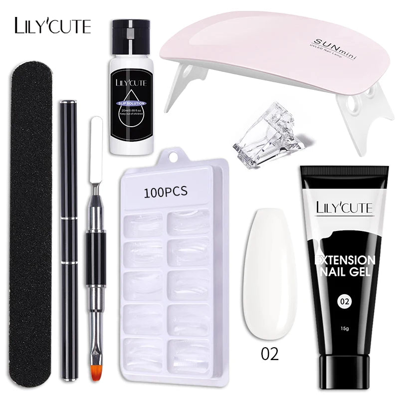 LILYCUTE Nail Gel Set with 6W LED Lamp for Quick Manicure - Smarsty
