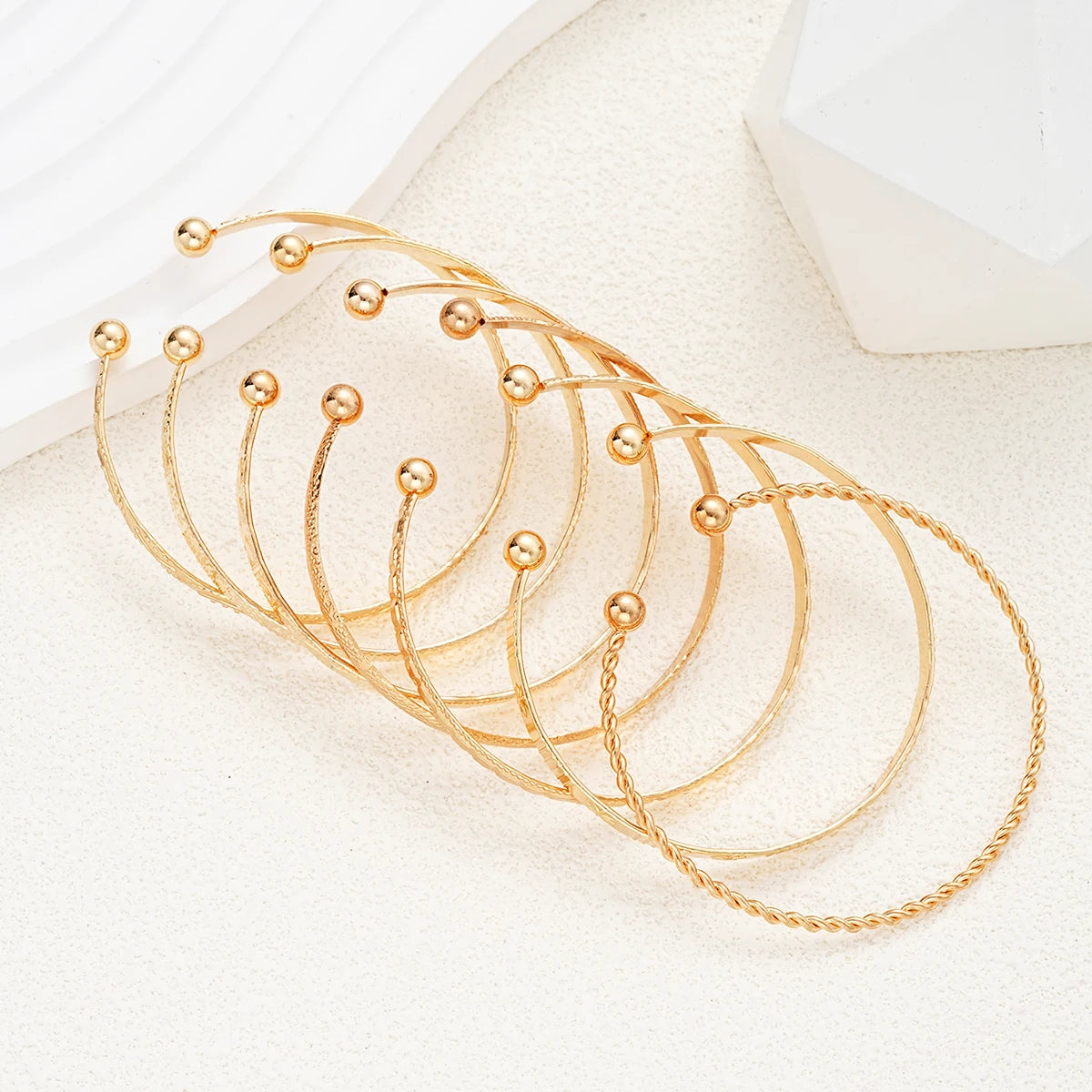 Punk Gold Color Bracelets Set for Women Fashion - Smarsty