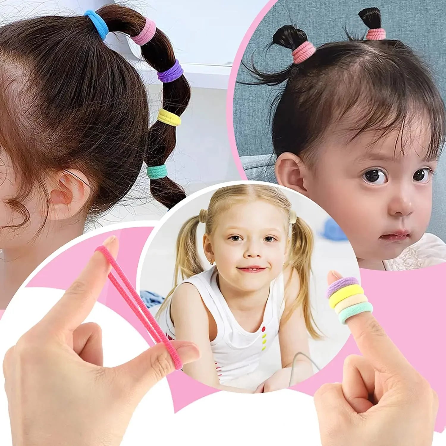 Girls Elastic Hair Bands Soft Gentle No Damage Kids Ties - Smarsty