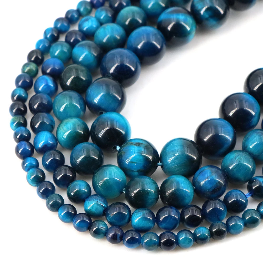 Natural Stone Beads Blue Tiger Eye Crystal Amethyst Rose Quartz Gemstone Bead for Jewelry Making Bracelet Necklace 4/6/8/10MM - Smarsty