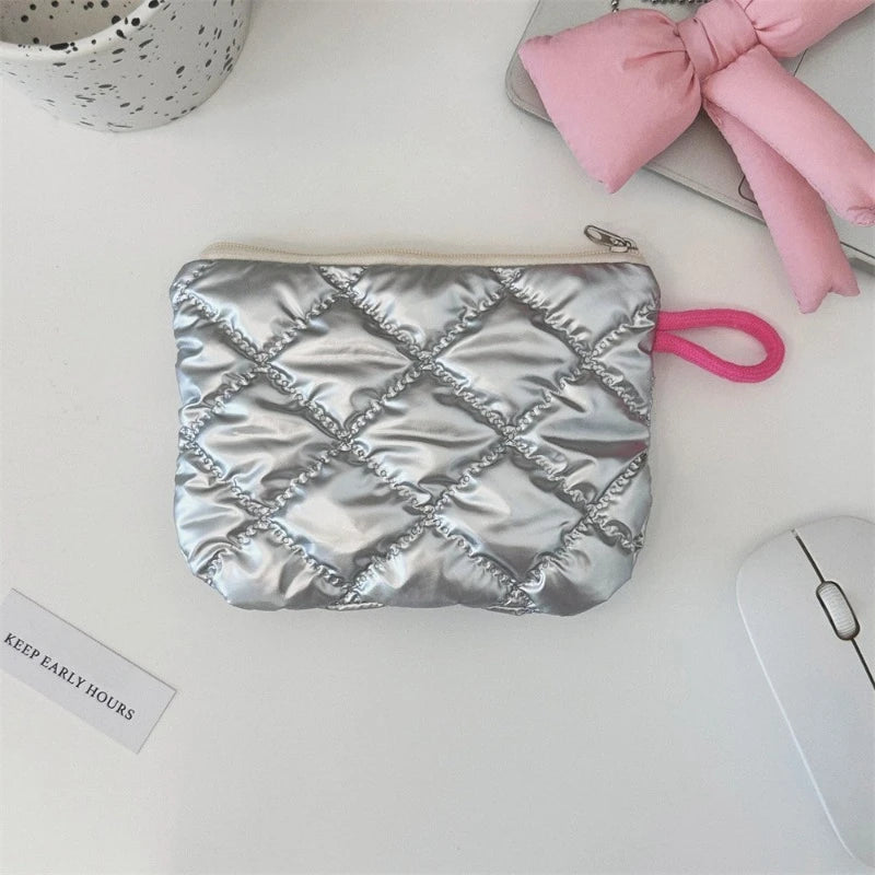 Silver Bow Coin Purse Zipper Wallet Organizer Cosmetic Bag - Smarsty