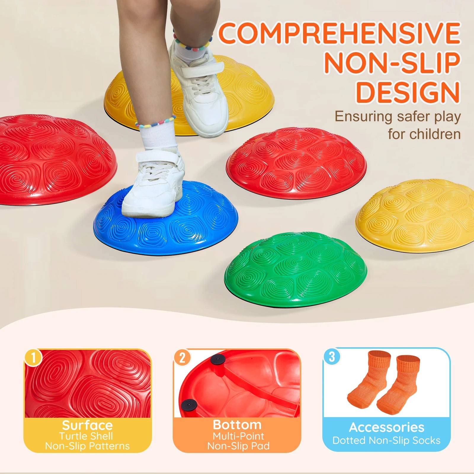 SucceBuy 6 PCS Kids Turtle Balance Stepping Stones Kids Toddler Jumping Coordination Game Toys Outdoor Play for Children Gifts