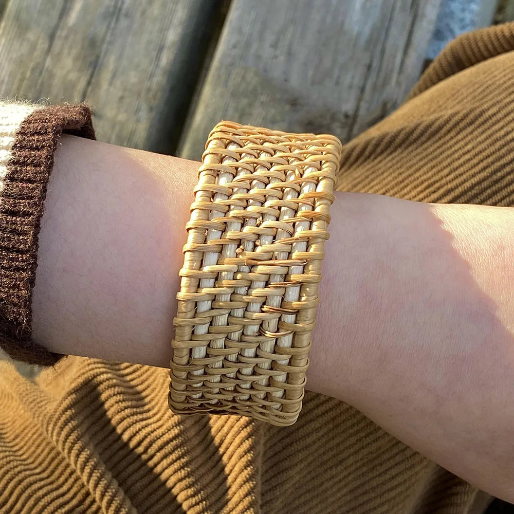 Boho Bamboo Rattan Weave Bracelet for Women - Smarsty