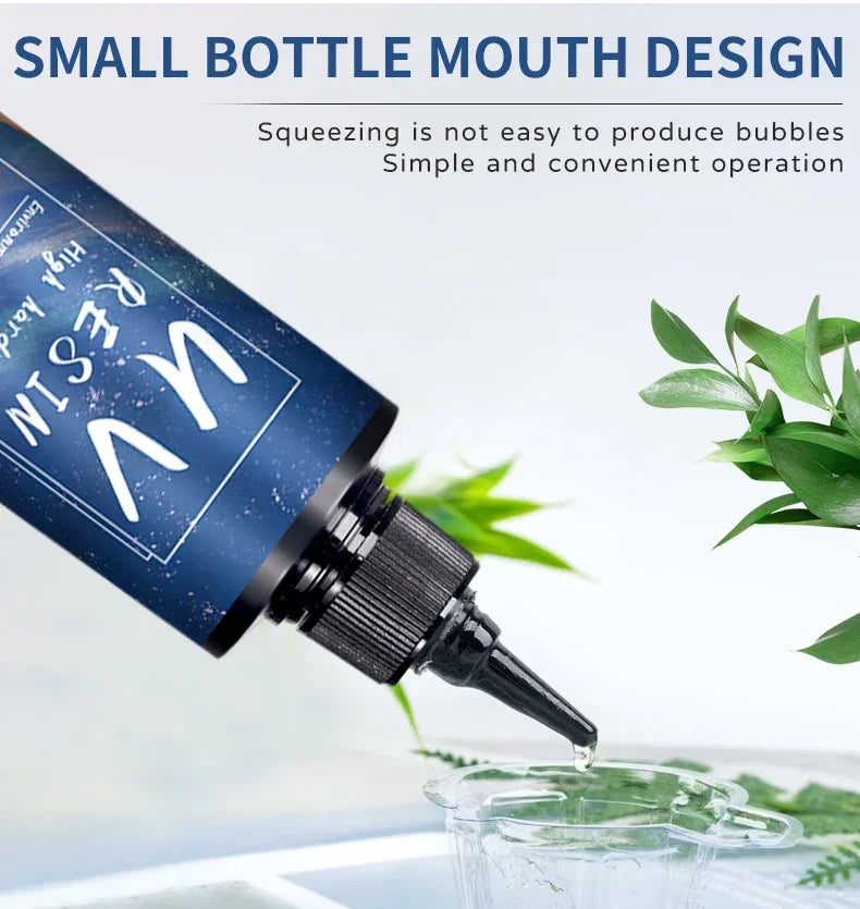 UV Resin Glue for DIY Jewelry, Epoxy Resin and UV Lamp High Transparency Fast Drying High Hardness, 20g, 50g, 100g, 250g, 1000g - Smarsty