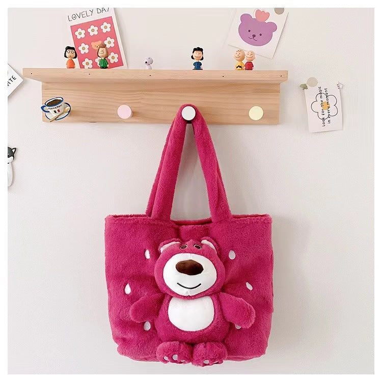 Disney Stitch Plush Shoulder Bag Cute Strawberry Bear - Smarsty