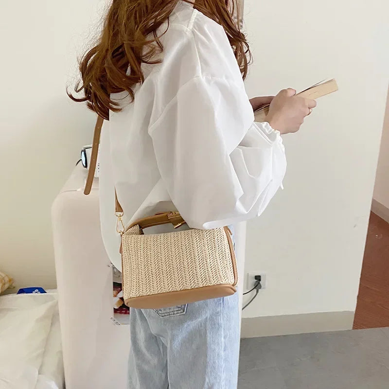 Straw Handbag Crossbody Tote For Summer Beach Style - Smarsty
