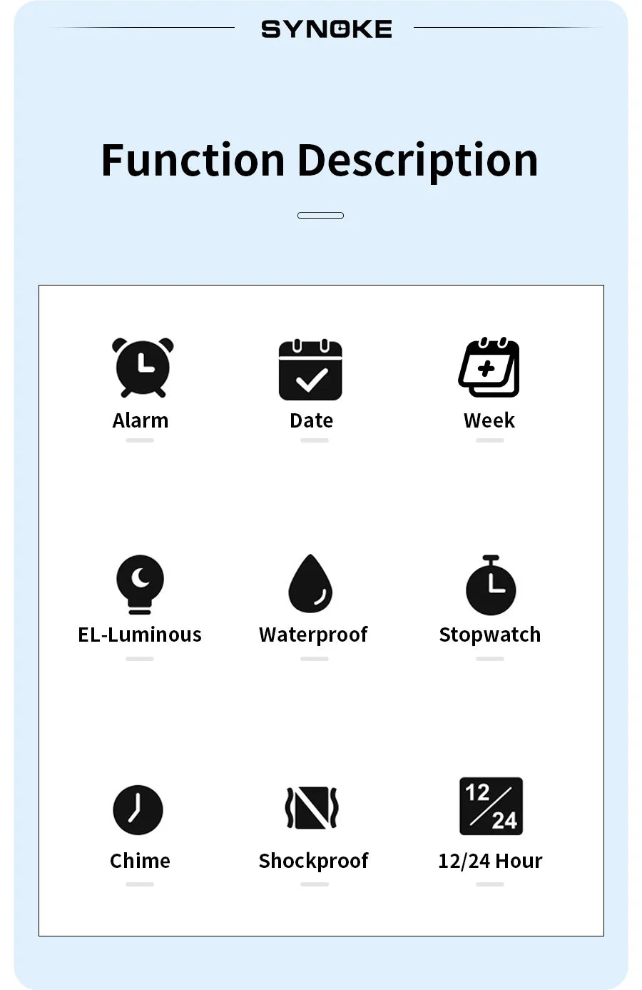 SYNOKE Men's Waterproof LED Digital Sports Watch - Smarsty