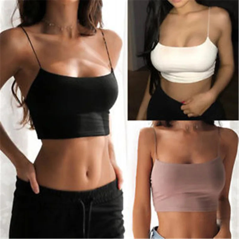 Sexy Tank Top Black Halter Crop Tops Women Summer Camis Backless Camisole Fashion Casual Tube Top Female Sleeveless Cropped Vest - Smarsty