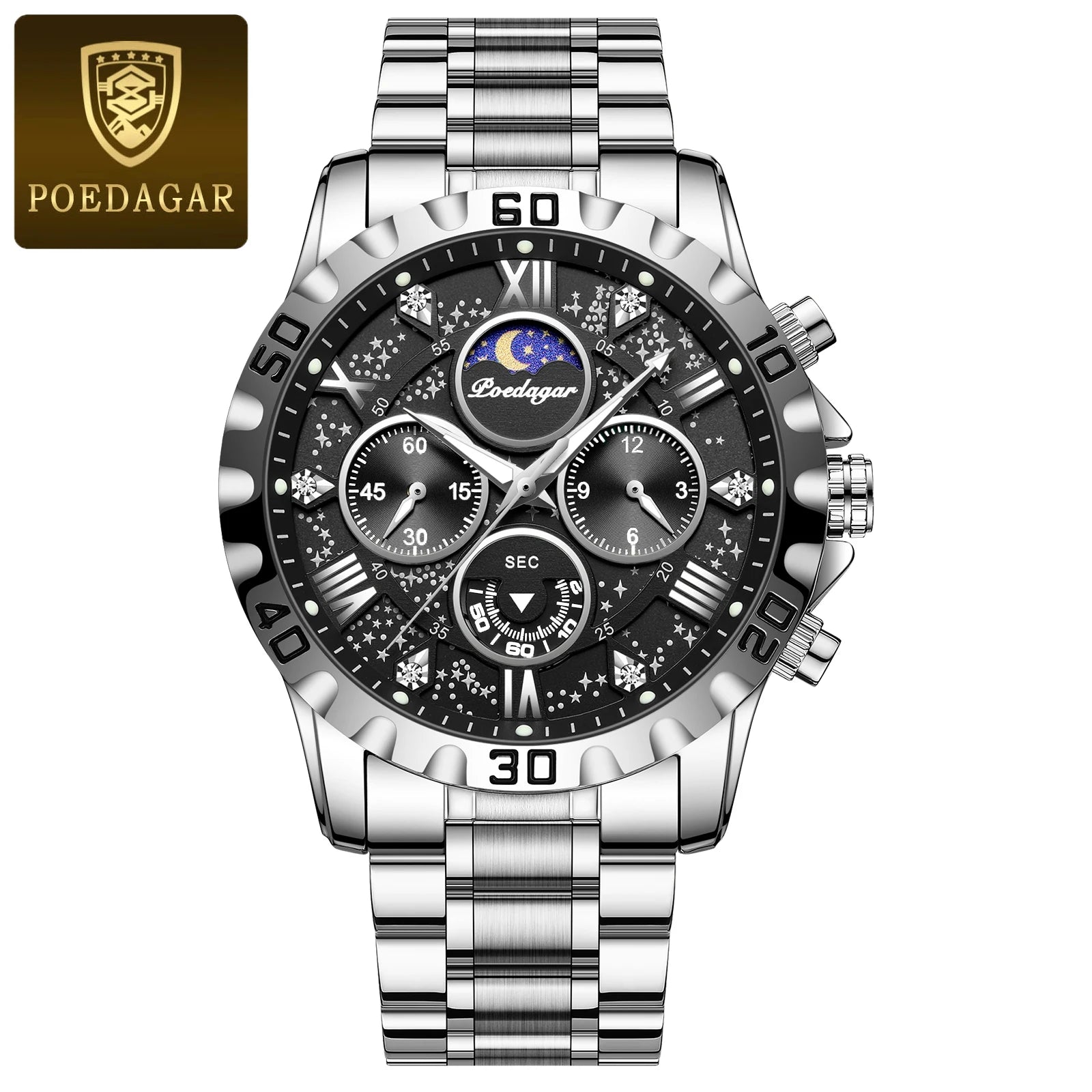 POEDAGAR Luxury Waterproof Quartz Sports Watch for Men - Smarsty