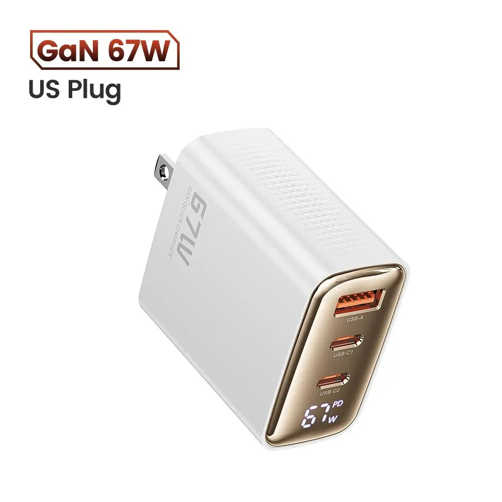GaN USB Type C Charger With Digital Display 65W Power - Smarsty