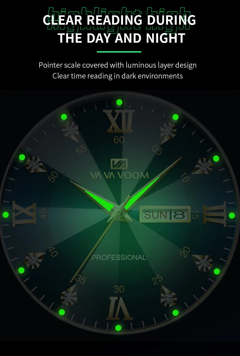 Luxury Men’s Water Resistant Quartz Watch with Night Glow - Smarsty