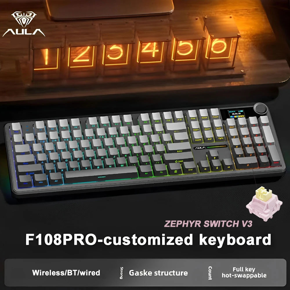 Tri Mode Gaming Mechanical Keyboard With TFT Display