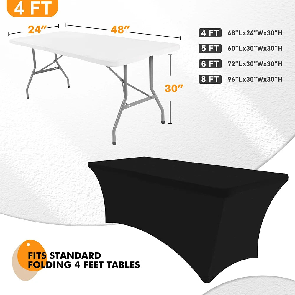 6FT Black Spandex Table Cloth Wrinkle Resistant Cover - Smarsty