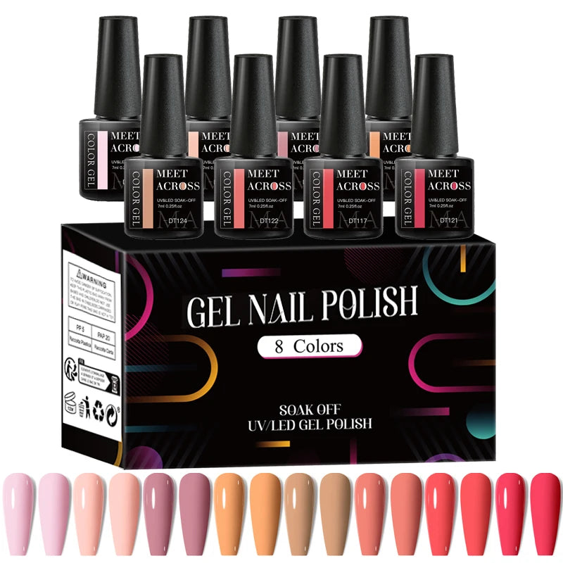 Fluorescent Gel Nail Polish Set With Glitter Finish - Smarsty