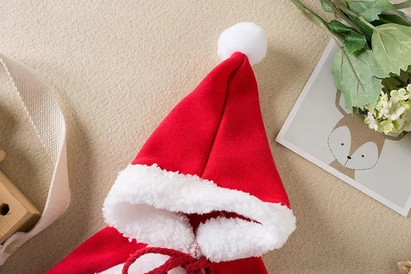 Funny Cat Christmas Costume Santa Cosplay Pet Christmas Cape Dress Up Clothes Warm Red Scarf Cloak With Hat Pet Accessories