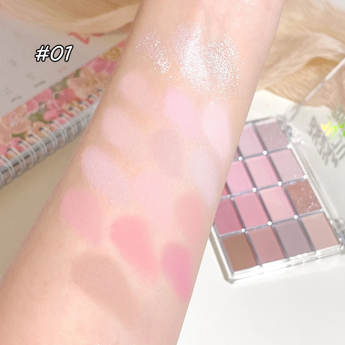 16-Color Pearlescent Matte Eyeshadow Palette for Daily Makeup - Smarsty