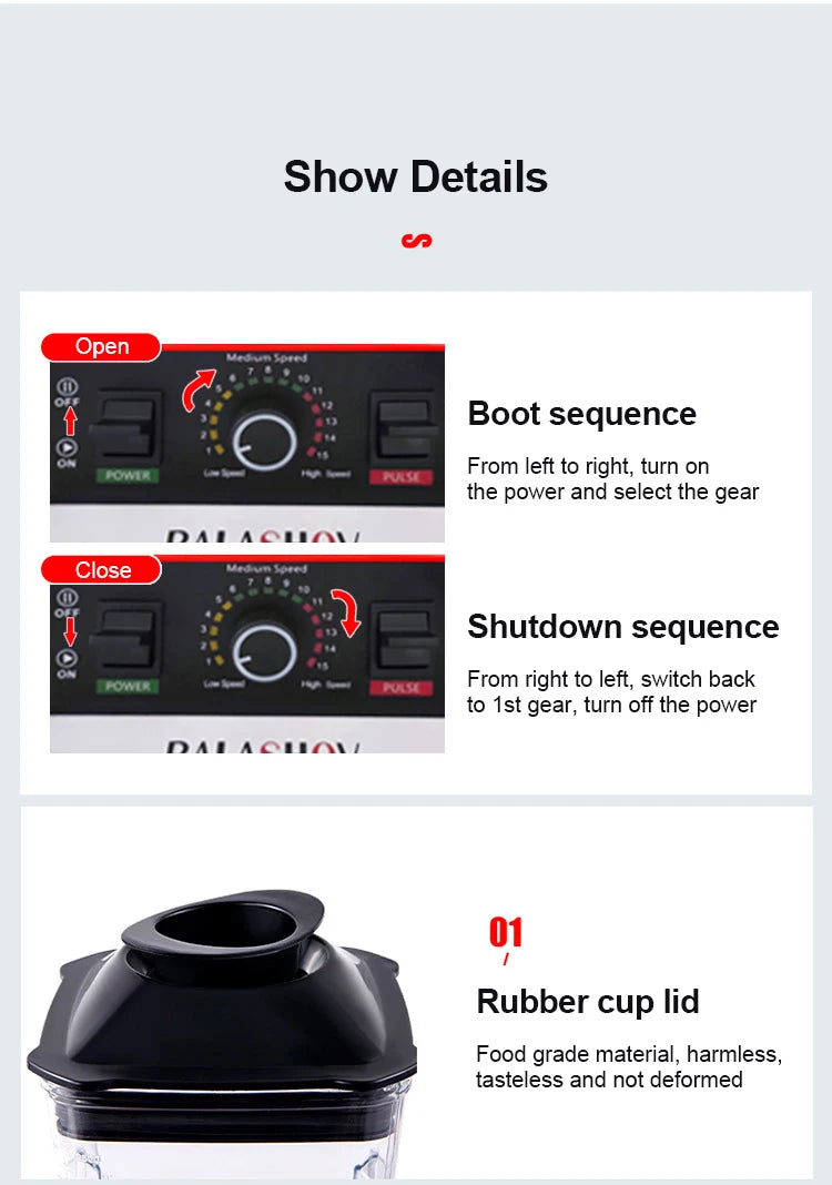 2000W Heavy Duty Commercial Blender Stationary Mixer Food Processor Ice Smoothies for Kitchen High Power Juicer Blender BPA Free by Smarsty