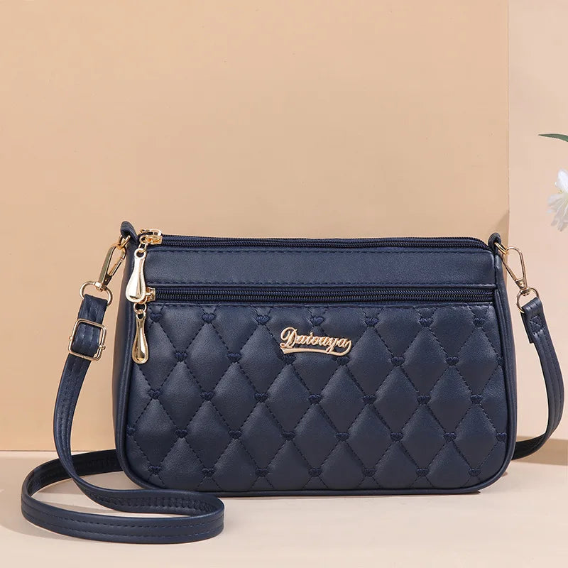 Embroidered Leather Messenger Bag for Women With Fur Accent - Smarsty