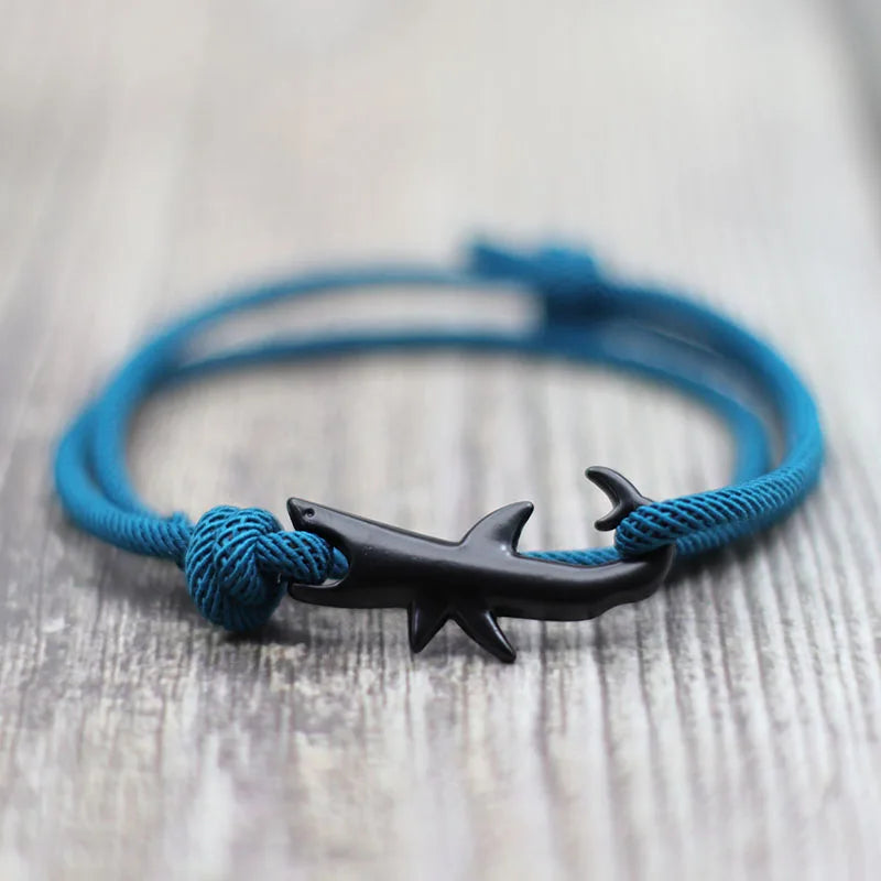 Men’s Adjustable Shark Bracelet Double Layer Rope Strand - Smarsty
