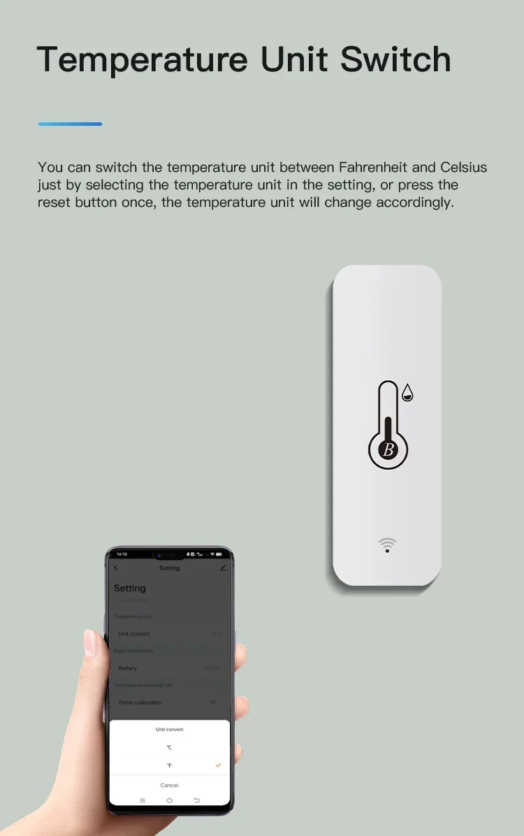 Tuya Smart Temperature and Humidity Sensor with Bluetooth Control - Smarsty