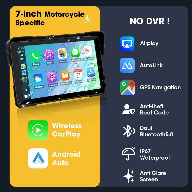 Motorcycle DVR GPS Navigation With CarPlay And Android Auto - Smarsty