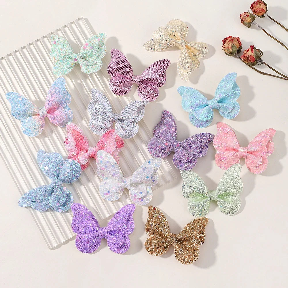 Glitter Butterfly Hair Clips for Girls - Cute Headwear Set - Smarsty