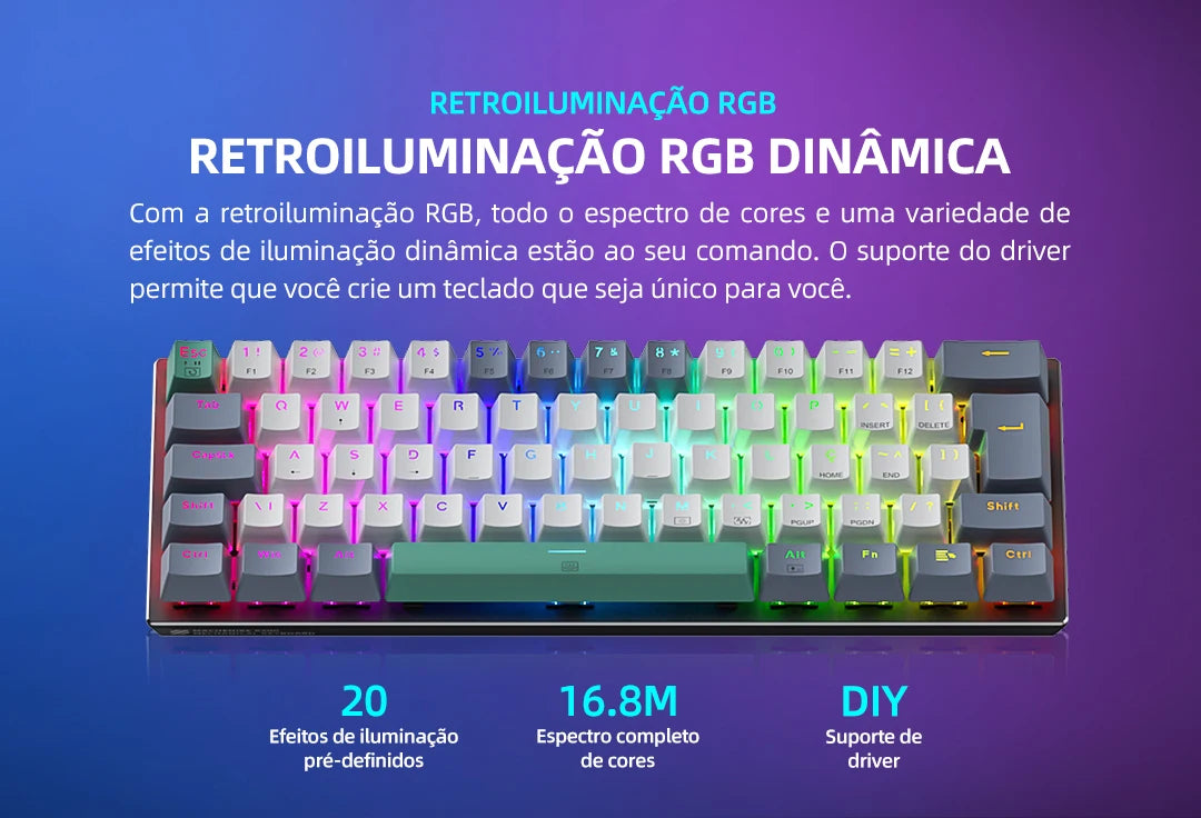 60 Percent Mechanical Keyboard With RGB Colorful Backlight