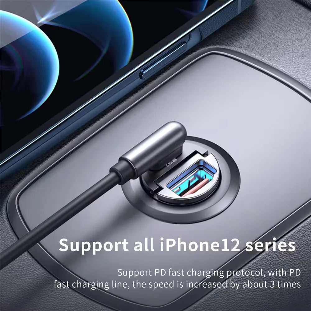 100W/200W QC3.0 PD Mini Car Charger 12-24V Lighter Fast Charging Car USB Type C Charger for Xiaomi Samsung Huawei iPhone Power - Smarsty