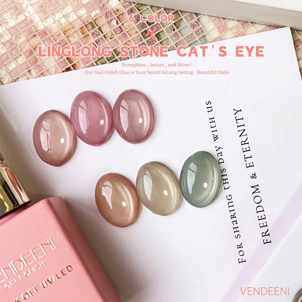 Vendeeni 6 Color Magnetic Cat Eye Nail Polish Set - Smarsty