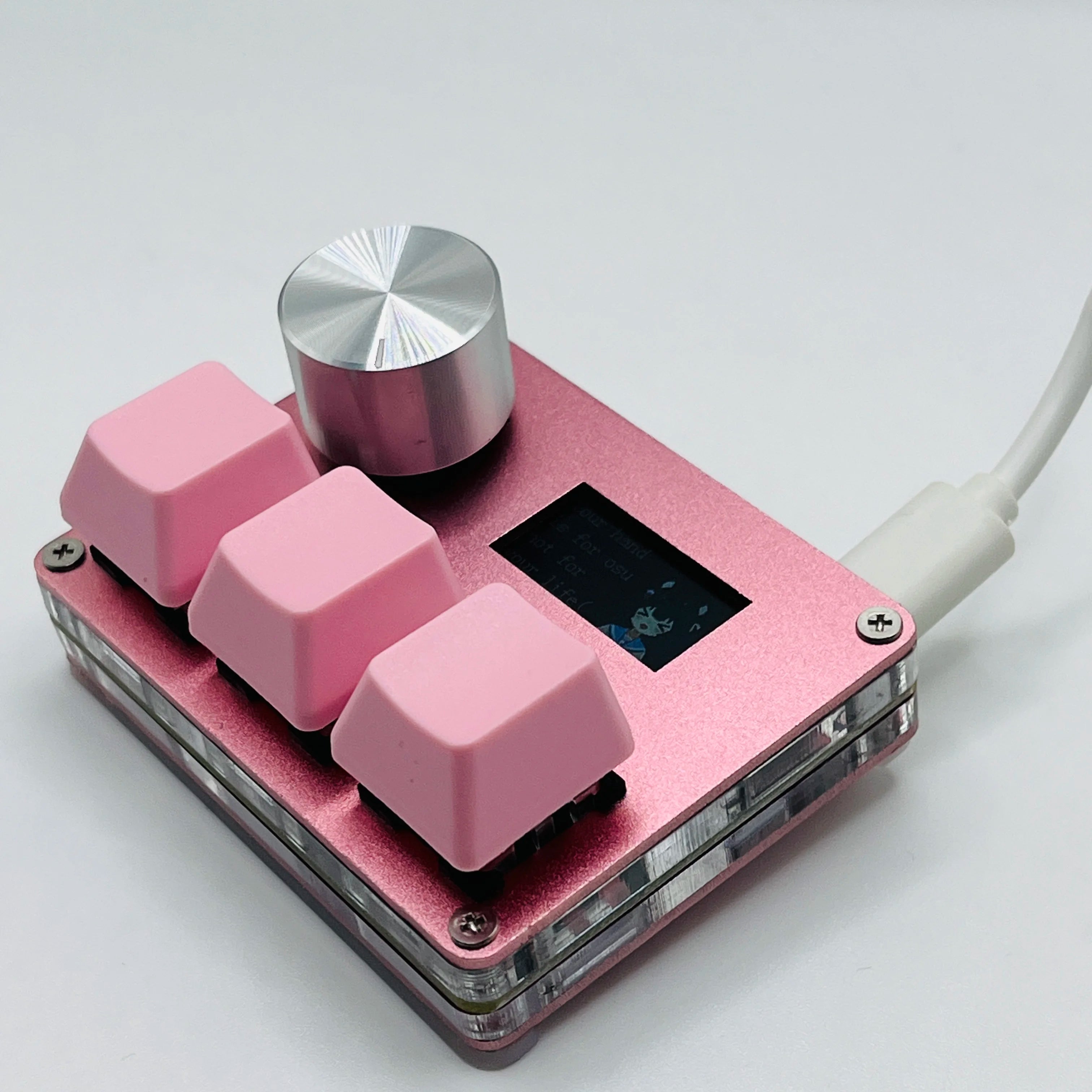 Magnetic Pink Rapid Trigger Hall Switch Keyboard With Knob