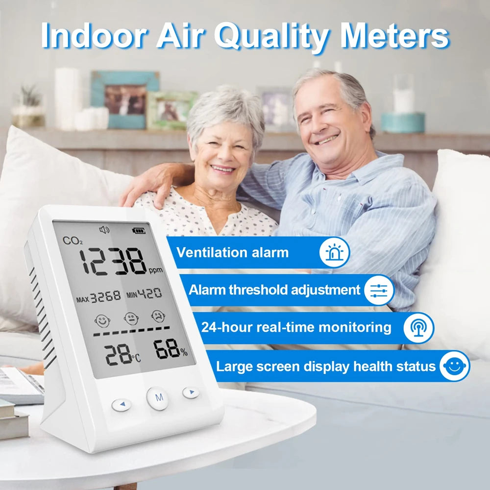 NDIR CO2 Meter and Air Quality Monitor with LCD Display - Smarsty