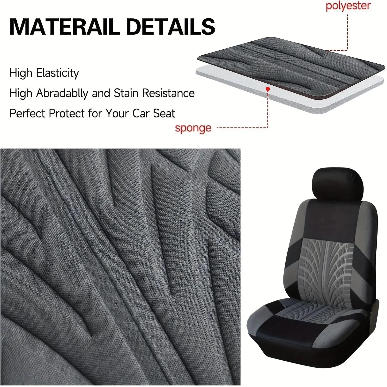 Universal Car Seat Covers Full Set Front And Rear Bench - Smarsty