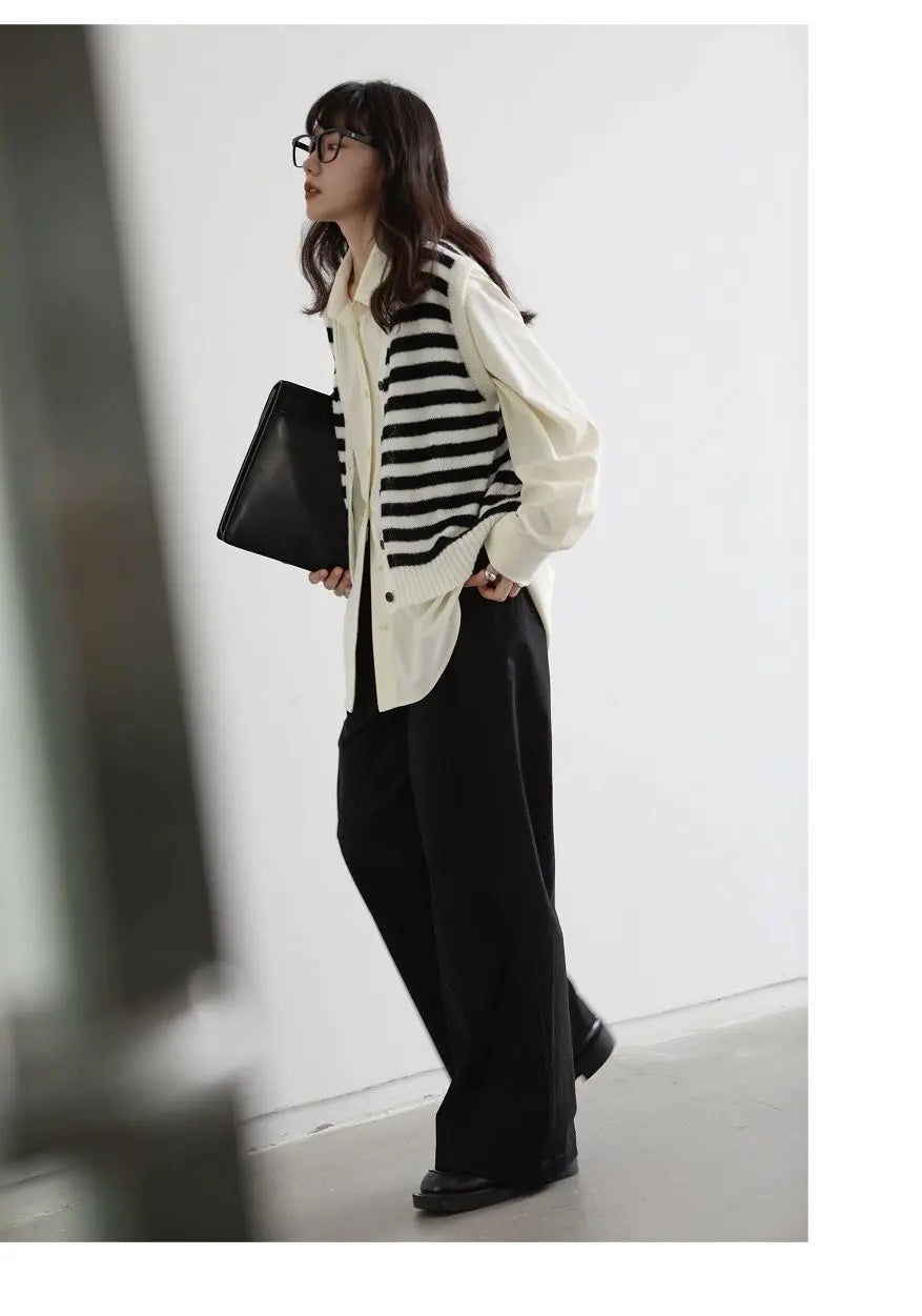 2025 Summer Minimalist Long Sleeve Button Up Shirt Women Korean Style Solid Tie Oversize Shirts Blouse Loose Clothes Autumn Tops - Smarsty