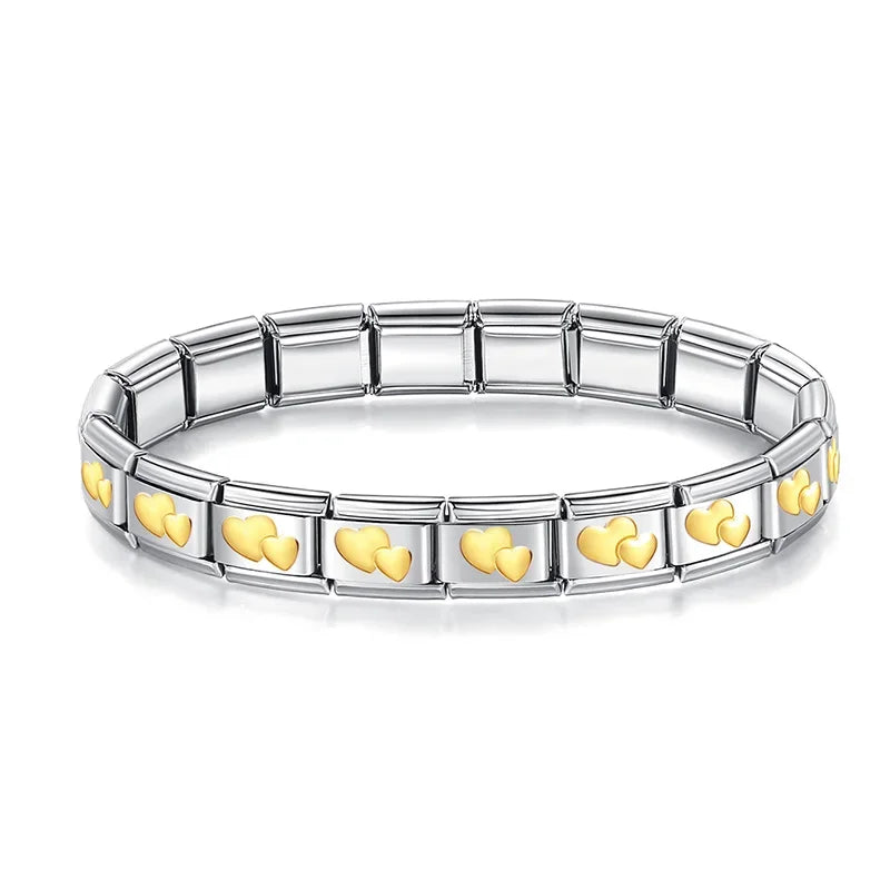 Womens Stainless Steel Charm Bracelet Elastic Fashion Bangle - Smarsty